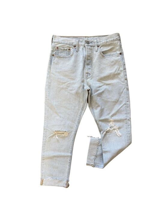 Levi's Denim - LEVIS 501 Skinny Jeans High Rise Cropped Raw Hem Distressed Size 28